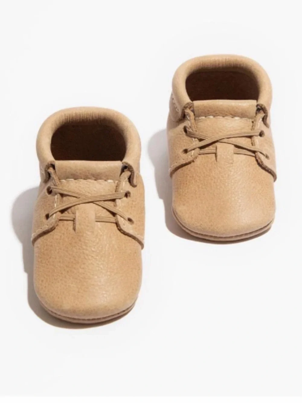 Freshly Picked Tan Leather Baby Moccasins in Box